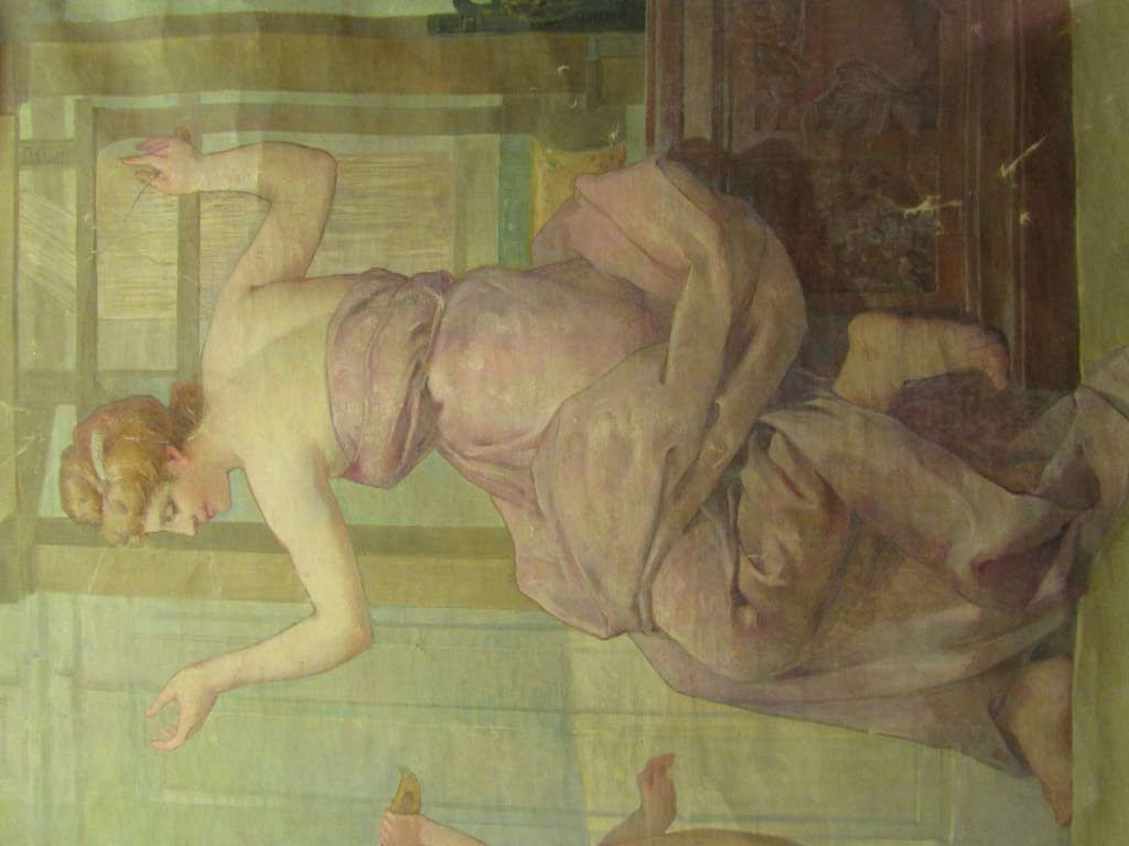 very big and large oil on canvas 
representing the silk weaving
dimensions 2 m x 2,30 m !!!!!!!!!!!!!!!!!!!
art work from a paneling 
exceptionnal quality of painting
circa art nouveau near 1890
this painting come from a set of 5 ( possibility