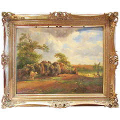 19th Century Painting, Oil On Wood, Signed Brascassat Barbizon School