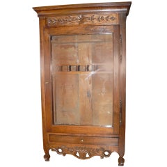 Early 19th Century Carved French Provencal Walnut Wall Vitrine