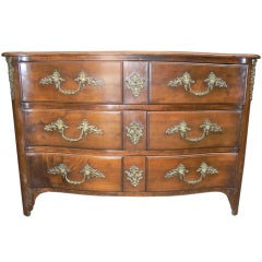 French 1750's Louis XIV Walnut Bombe Chest Commode with Bronze  