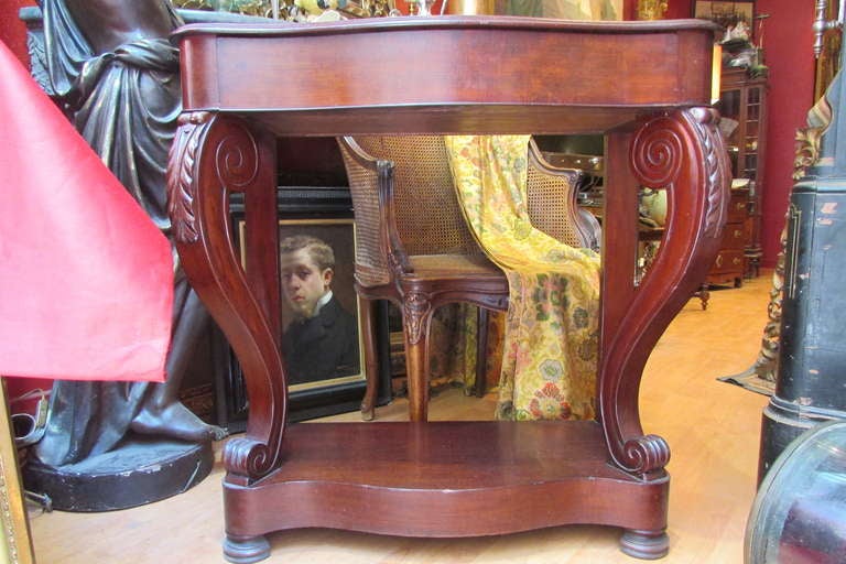French 19th Century Napoleon III Mahogany Console Table Roccoco