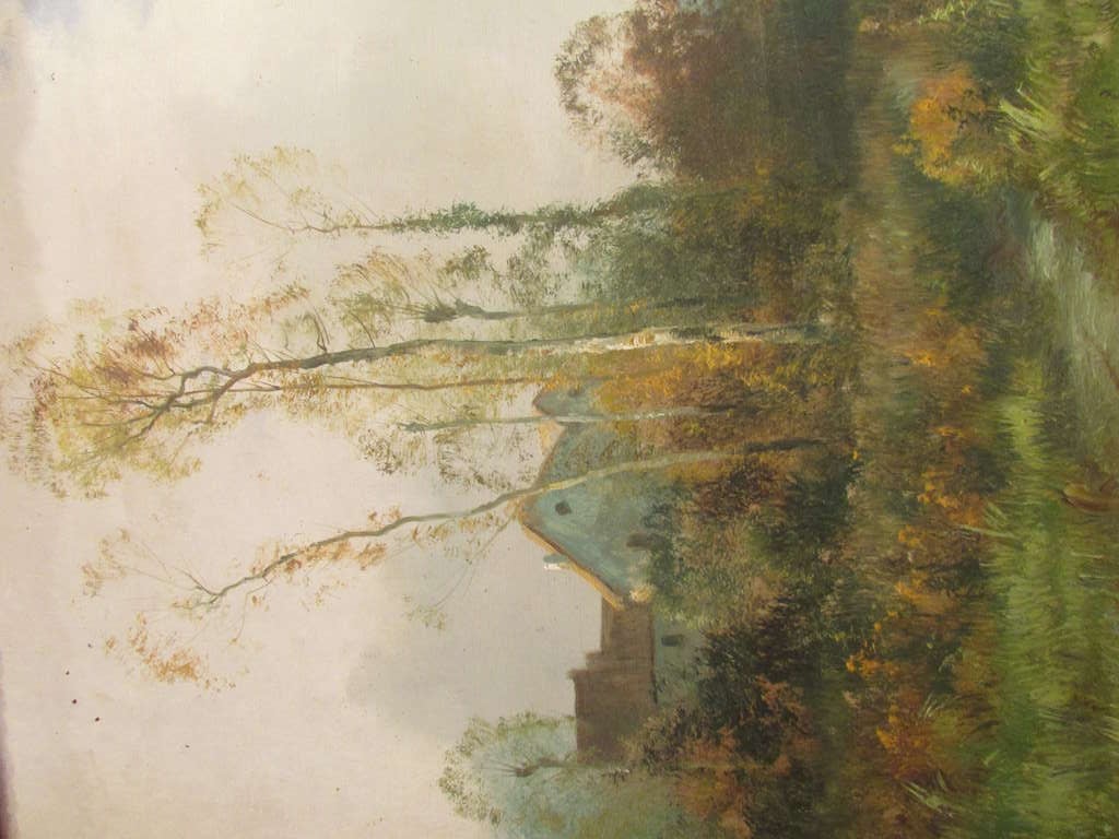 20th Century 1904 Big Painting Oil On Canvas Barbizon Signed Cippriany Farm And River For Sale