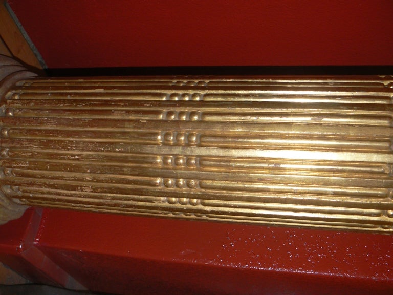 1790's pair gilded wood columns neoclassical capital corinthians