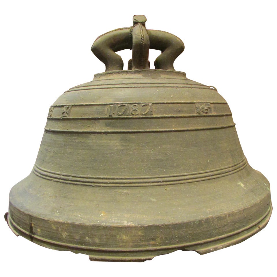 rare 18th century 1787 chapel or church bronze bell For Sale
