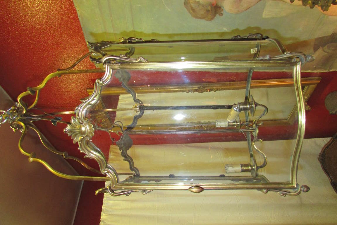 19 th pair of tall large gild bronze lanterns chandeliers napoleon 3 LXV style