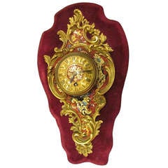 19th Century Wall Clock Cartel Enamelled Cloisonne Gilt Bronze Napoleon III