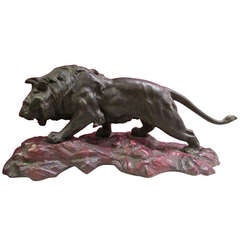19th Century Oriental Chinese or Japanese Bronze Lion Sculpture