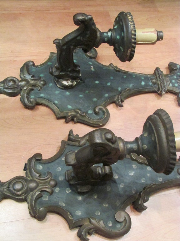 1750's italian painted sconce carved wood