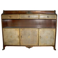 1920's mahogany bronze chest sideboard skin leather nap 3 style