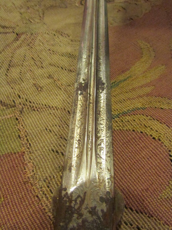 19th Century 1880's very long hunting knife hunter carved blade deer horn spike For Sale