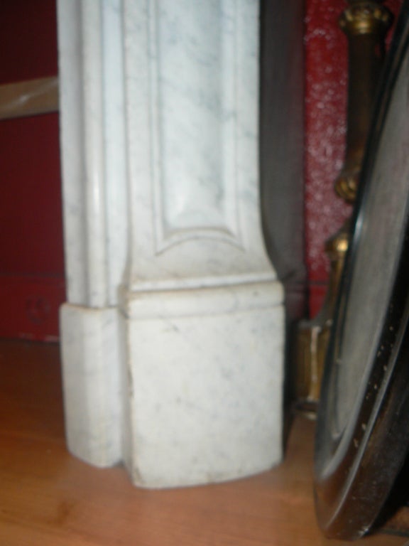 19th Century 1880's chimney fireplace mantel white carrara marble L XV style For Sale