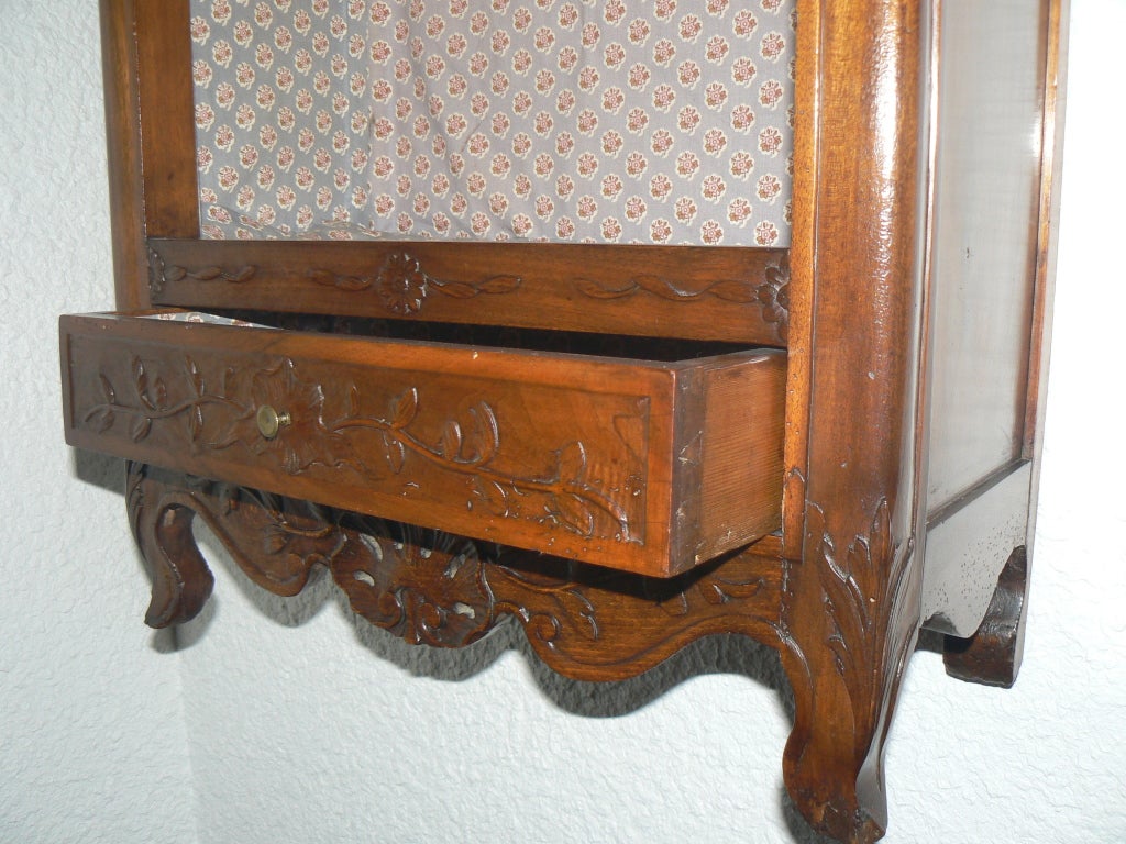 Early 19th Century French Provencal Carved Walnut Wall Vitrine