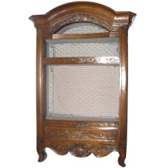 Early 19th Century French Provencal Carved Walnut Wall Vitrine