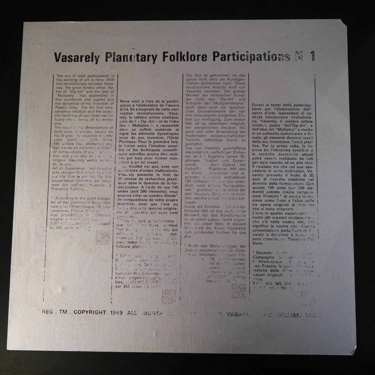 Victor Vasarely Planetary Folklore Participations n°1 1