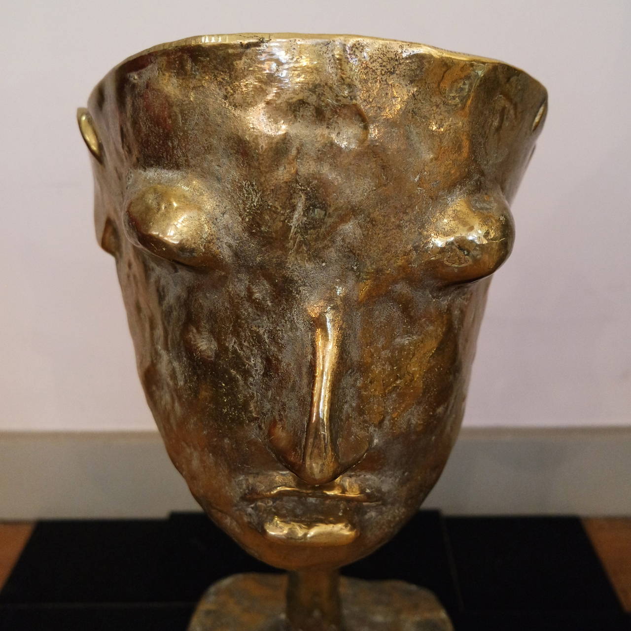 Fantastique lampe à masque en bronze de Garouste et Bonetti 2