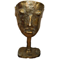 Fantastic Bronze Mask Lamp by Garouste and Bonetti