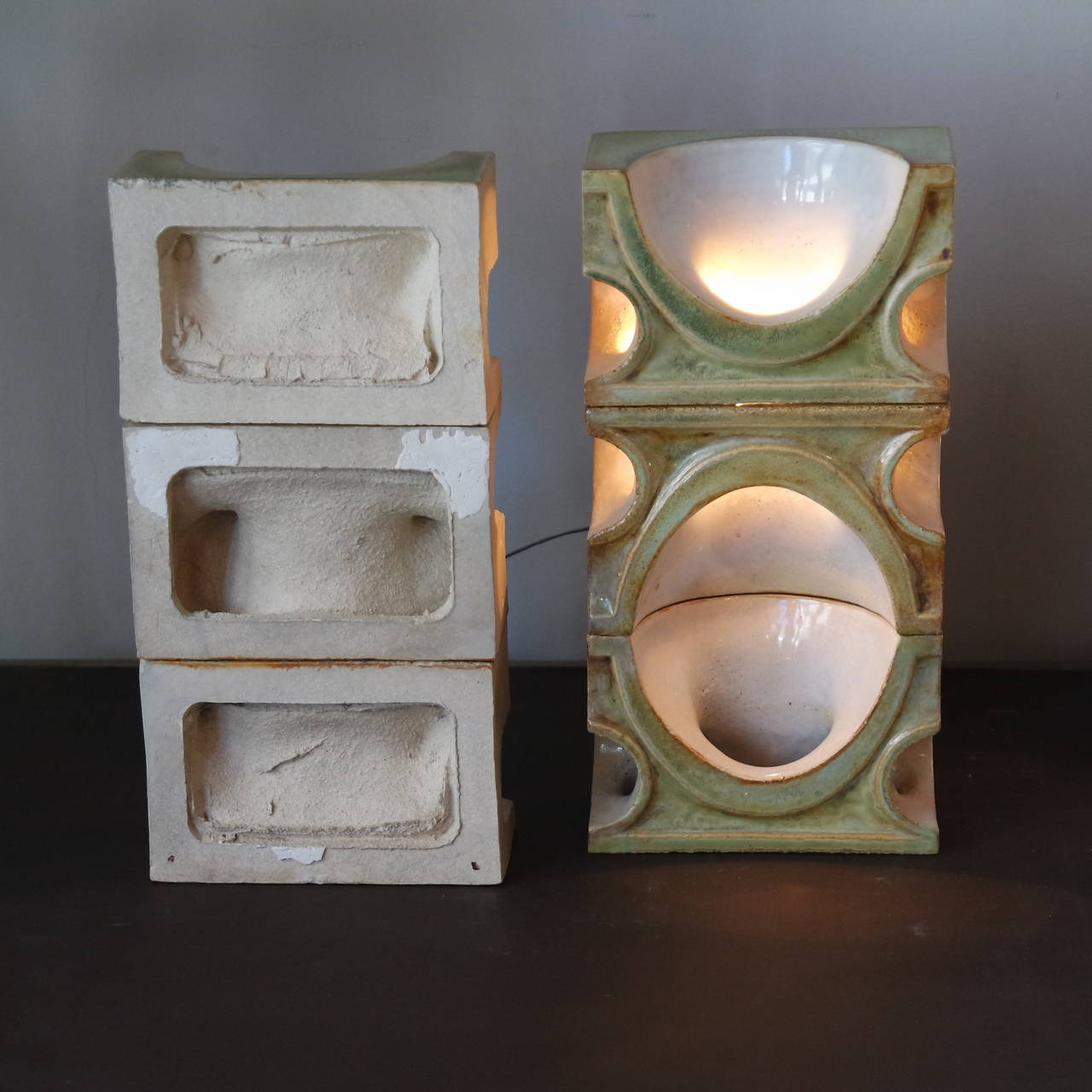 Pair of Ceramic Sconces by Jean Derval In Excellent Condition In Paris, FR