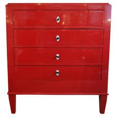 Beautiful Red Lacquered Chest of Drawers