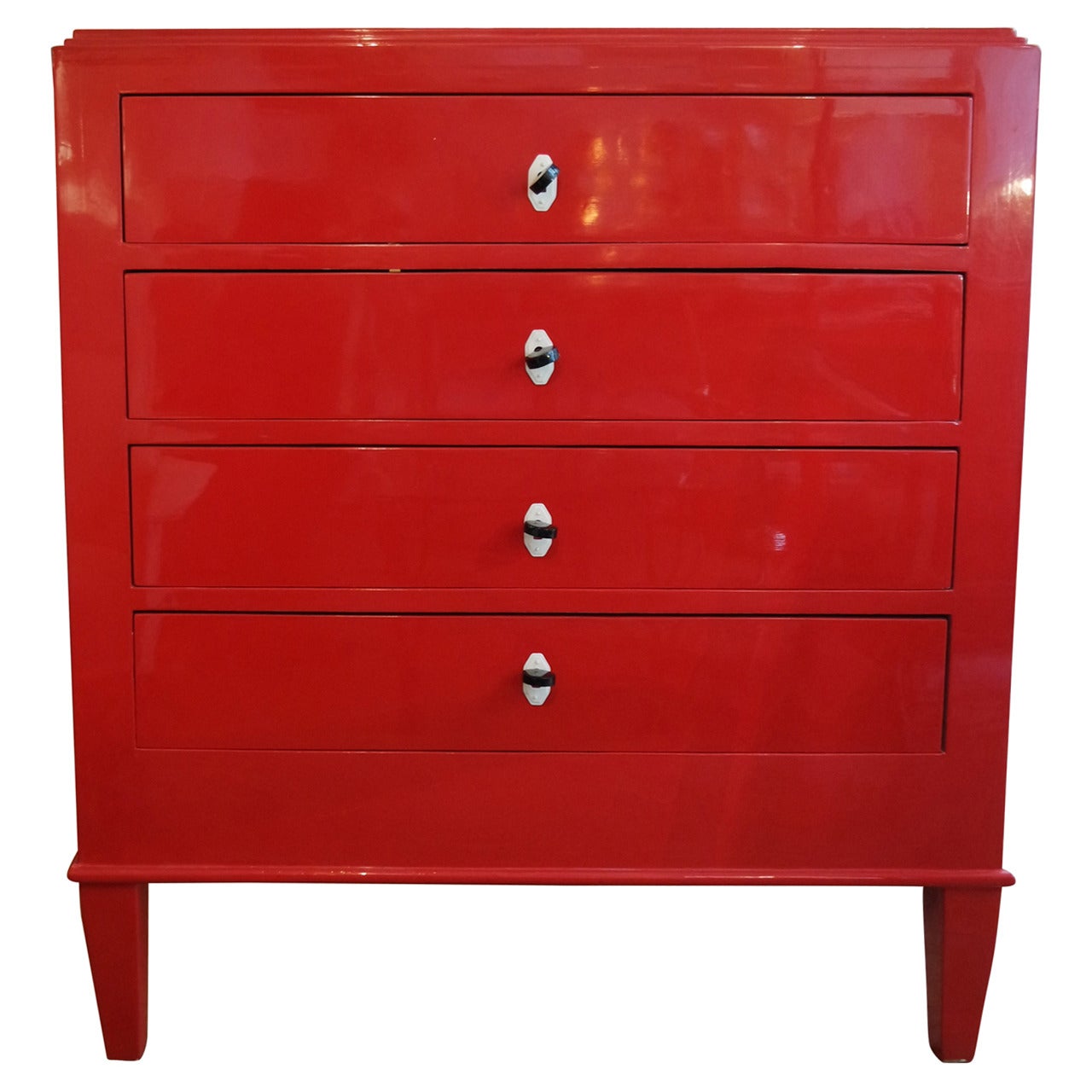 Beautiful Red Lacquered Chest of Drawers