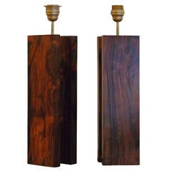 Pair of jacaranda wood lamps