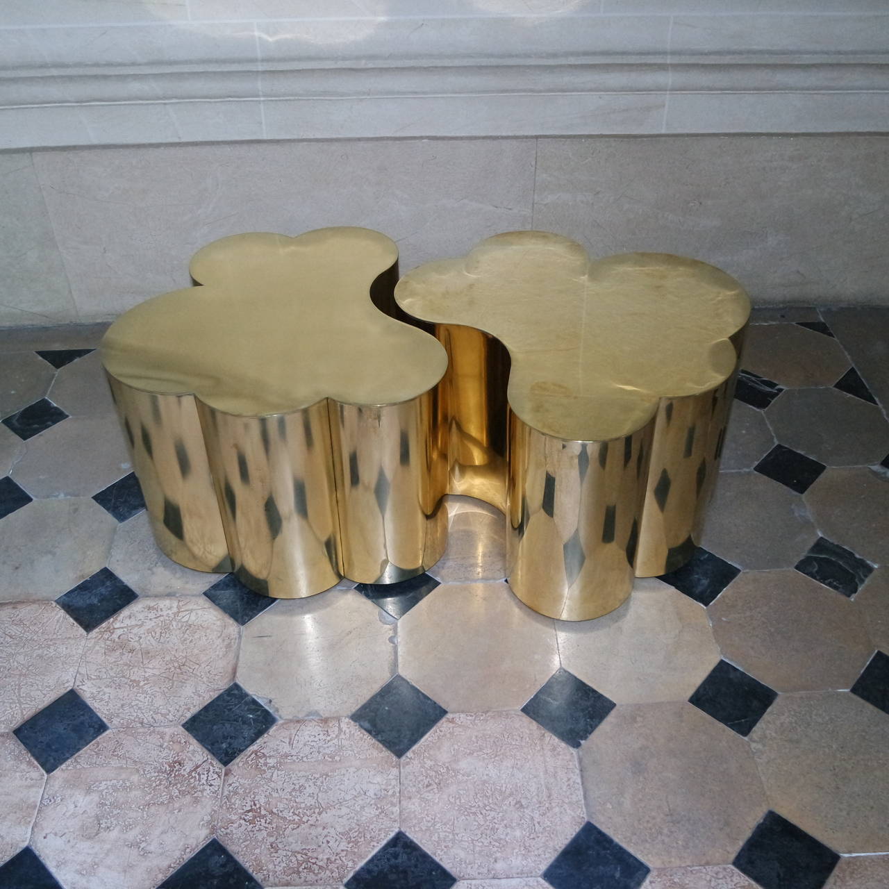 Brass Twin Tables by Edouard De La Marque