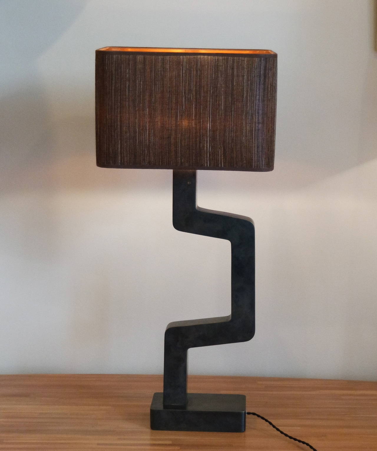 Limited edition of the Alpha lamp by Philippe Cuny, realization in bronze.