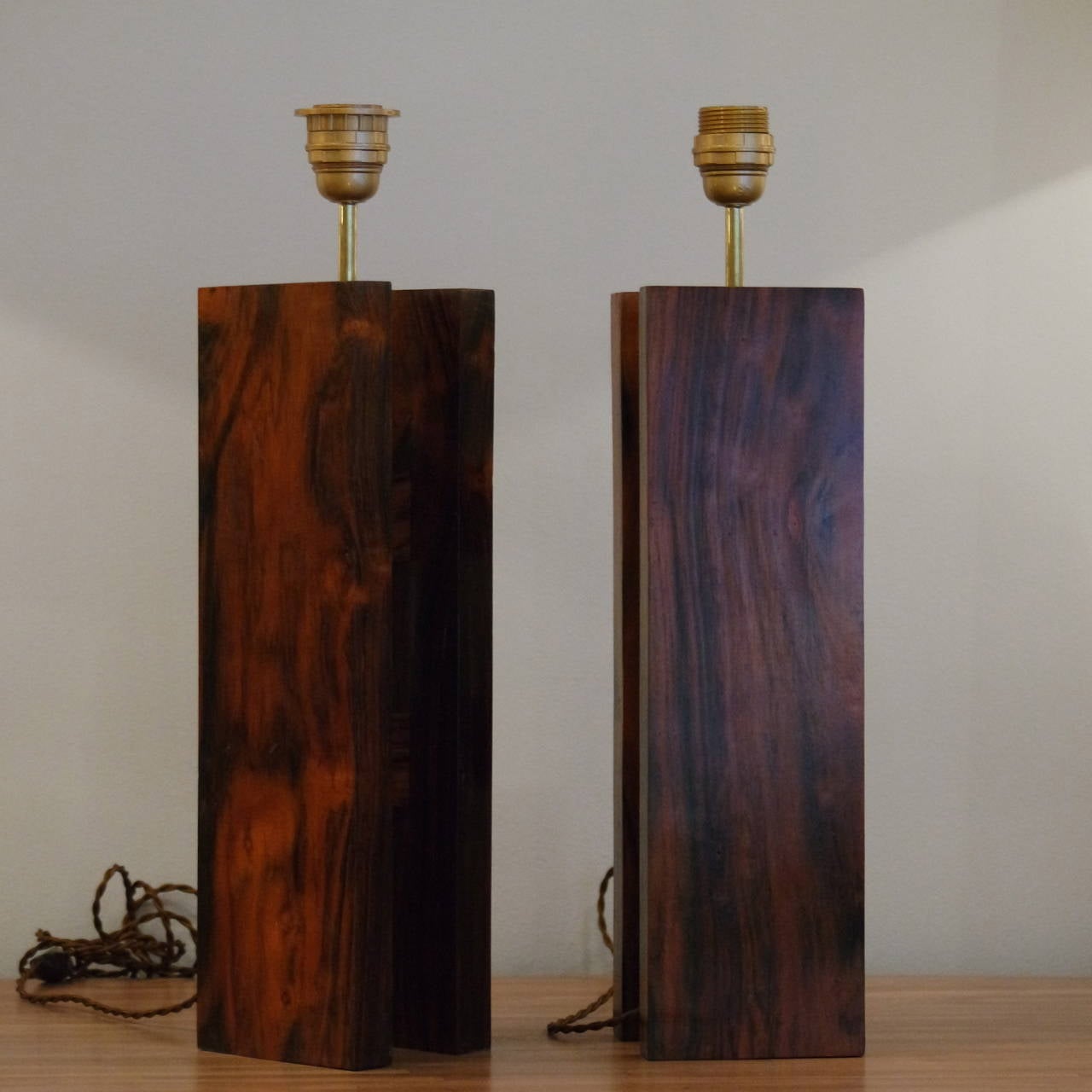 Pair of jacaranda wood lamps