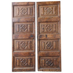 Early Spanish Chestnut Pair of Doors with Original Key