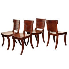 Four English Regency Mahogany Hall Chairs Attributed to Elward, Marsh, Tatham