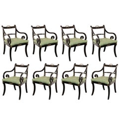 Set of Eight Early 19th Century Regency Armchairs, Provenance Dromoland Castle Set of Eight Early 19th Century Regency Armchairs, Provenance Dromoland Castle