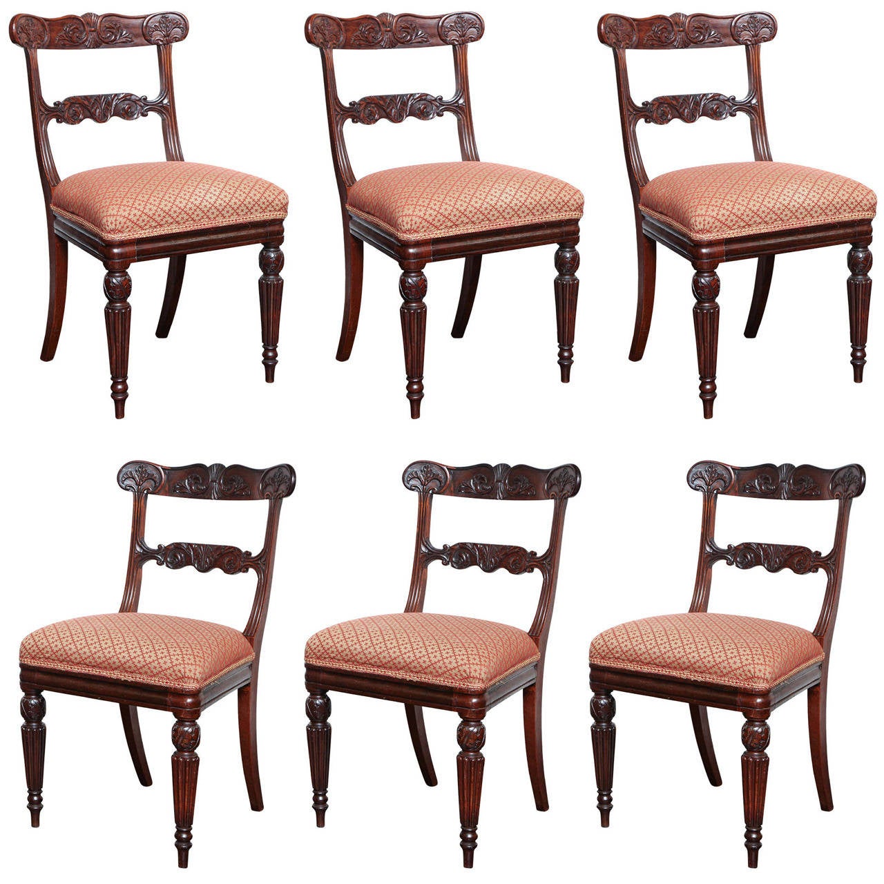 Set of Six Early 19th Century English Regency Side Chairs