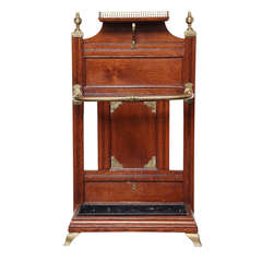 19th Century English "Shoolbred" Oak and Brass Hall Stand 1