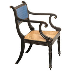 Early 19th Century Anglo-Indian Caned-Seat Armchair