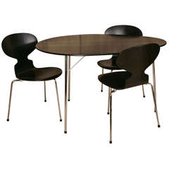 Egg Dining Set with Three Ant Chairs by Arne Jacosben from Anniversary Edition, 2002