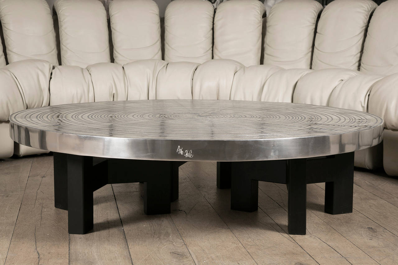 Signed Ado Chale Large Coffee Table 'Drop' in Cast Aluminium, circa 1980 For Sale 1