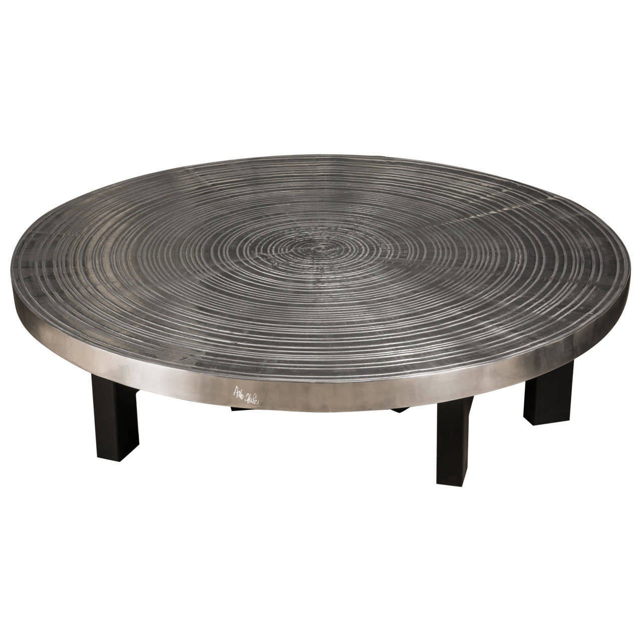 Signed Ado Chale Large Coffee Table 'Drop' in Cast Aluminium, circa 1980 For Sale