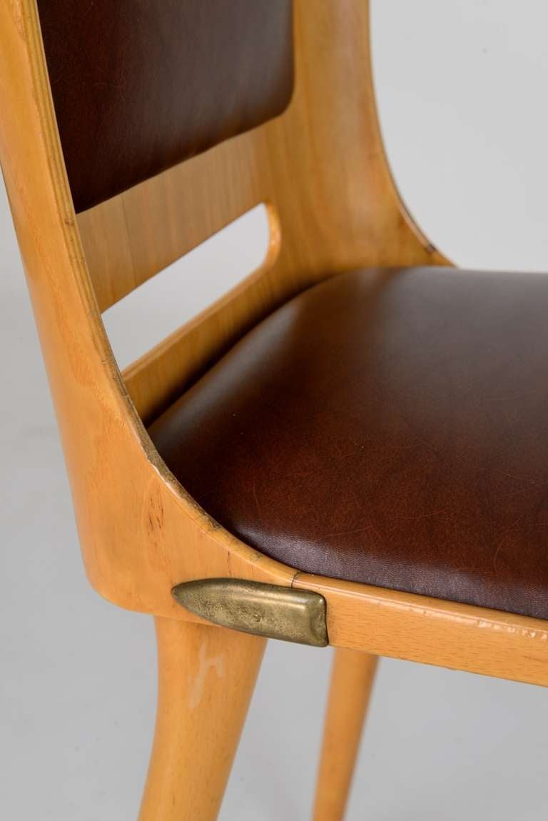 Italian Set Of Six '50s Plywood Chairs