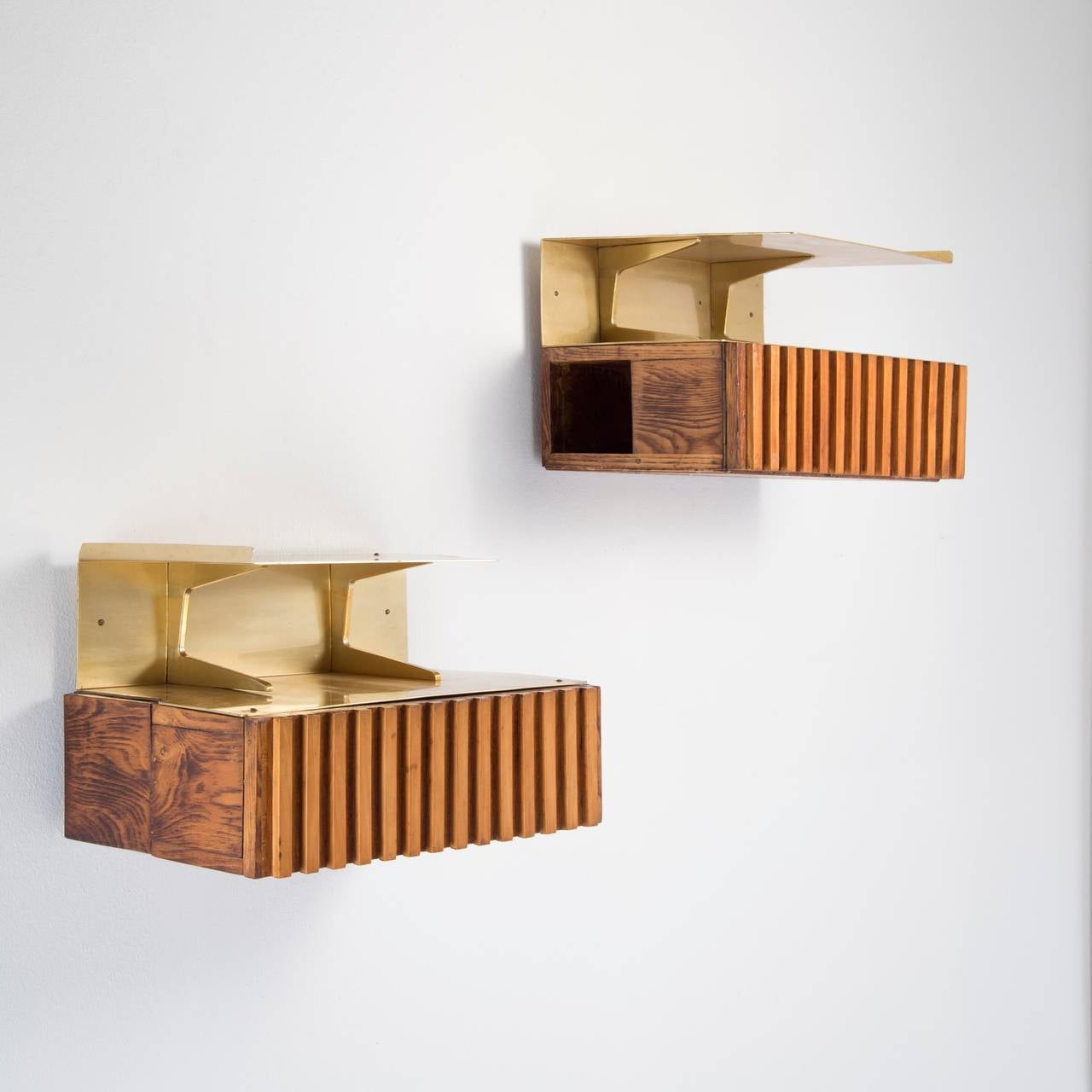 Italian Pair of Wall-Mounted Night Stands by Nestorio Sacchi, 1949