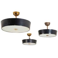 Set of Three 1950s Ceiling Fixtures by Stilnovo
