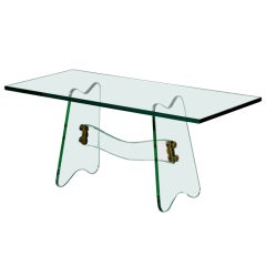 Elegant Glass Low Table Manufactured In Italy In The '50s
