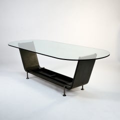 Imposing Glass Top Table Designed In Italy In The 
70s