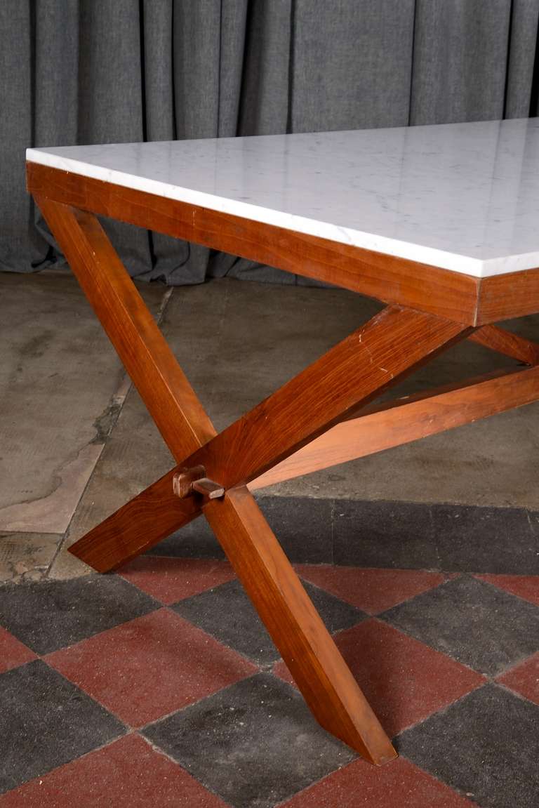 Massive 1950s Cherry Wood Table/Desk In Good Condition In Milan, IT