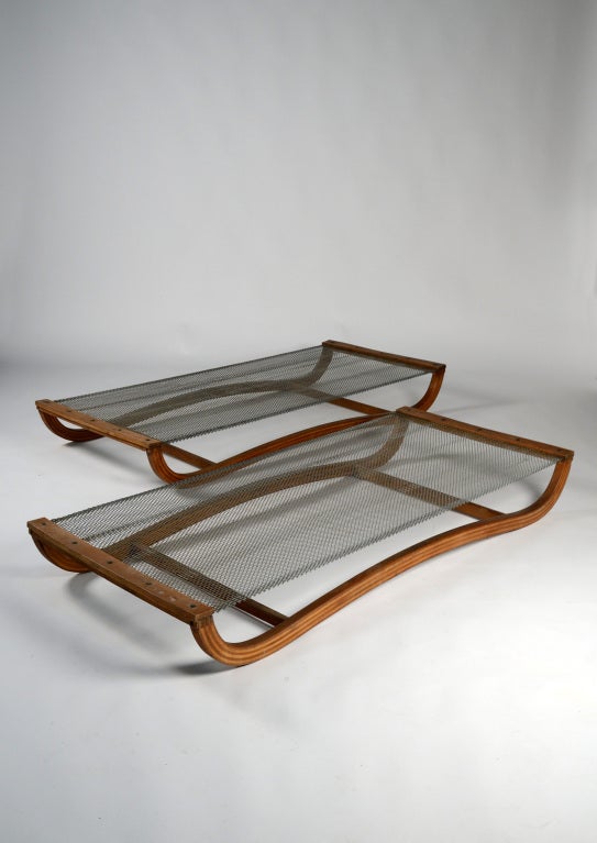 Rare pair of '30s Italian beds by Pinton, Padua.