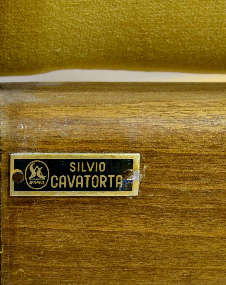 Pair of Velvet 1950s Armchairs by Silvio Cavatorta 1