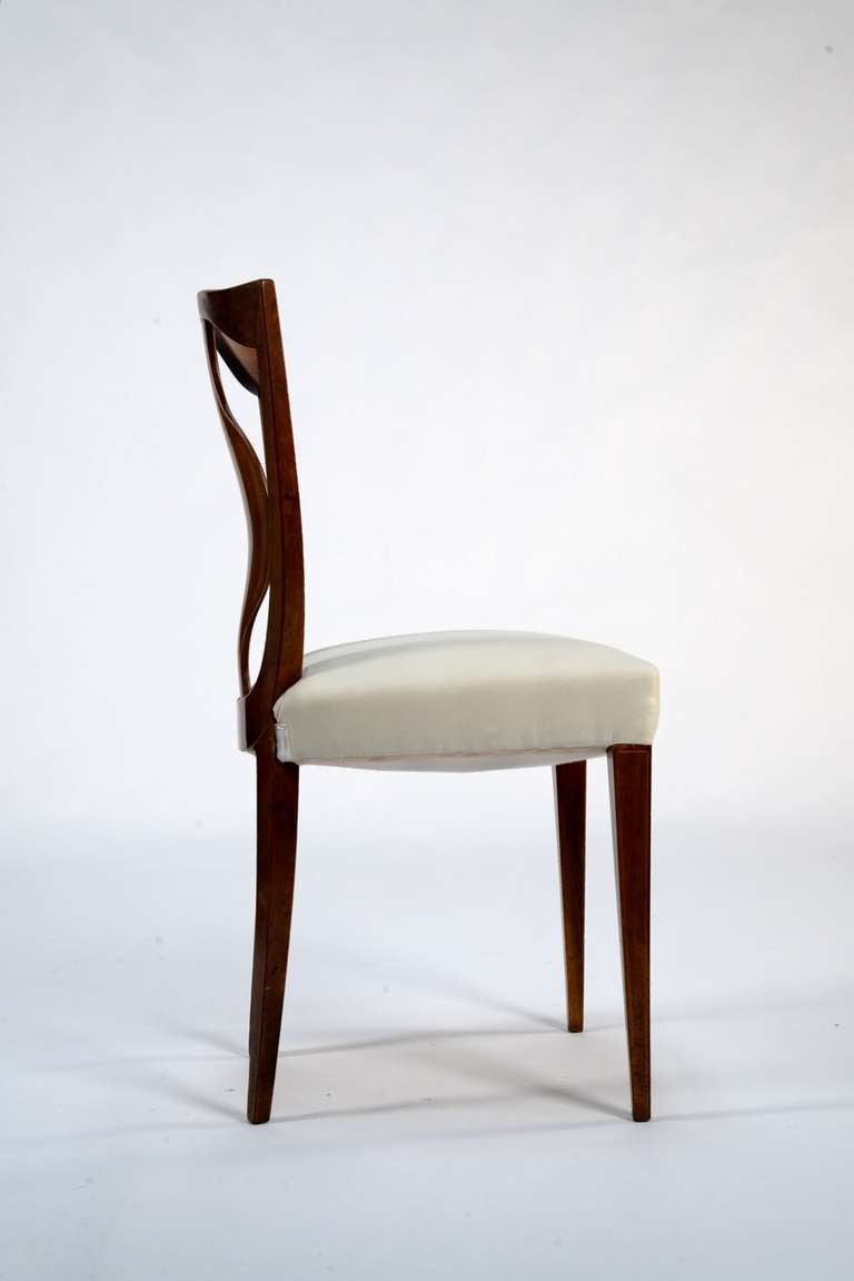 Mid-20th Century Set of Eight Elegant Neo Classical Dining Chairs Designed by Giuseppe Gibelli