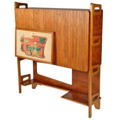 Unusual 1950s Cabinet With Surrealist Painting