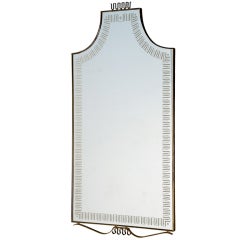 Etched mirror with brass frame