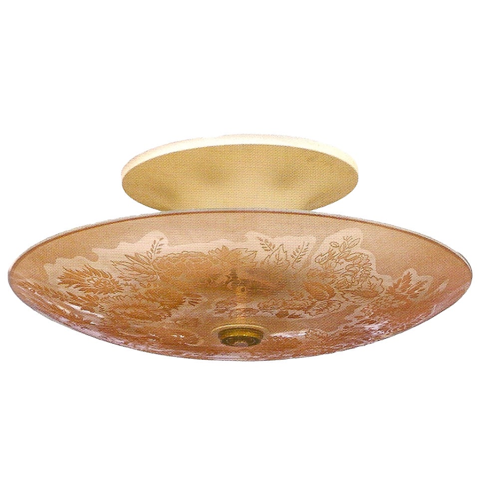 Pietro Chiesa Pink Glass Italian Ceiling Lamp for Fontana Arte, 1935 For Sale