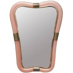 1940s Seguso Sommerso Pink Glass Mirror