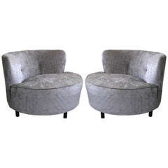 Used Pair of Hollywood Regency James Mont Style Oversized Lounge Chairs